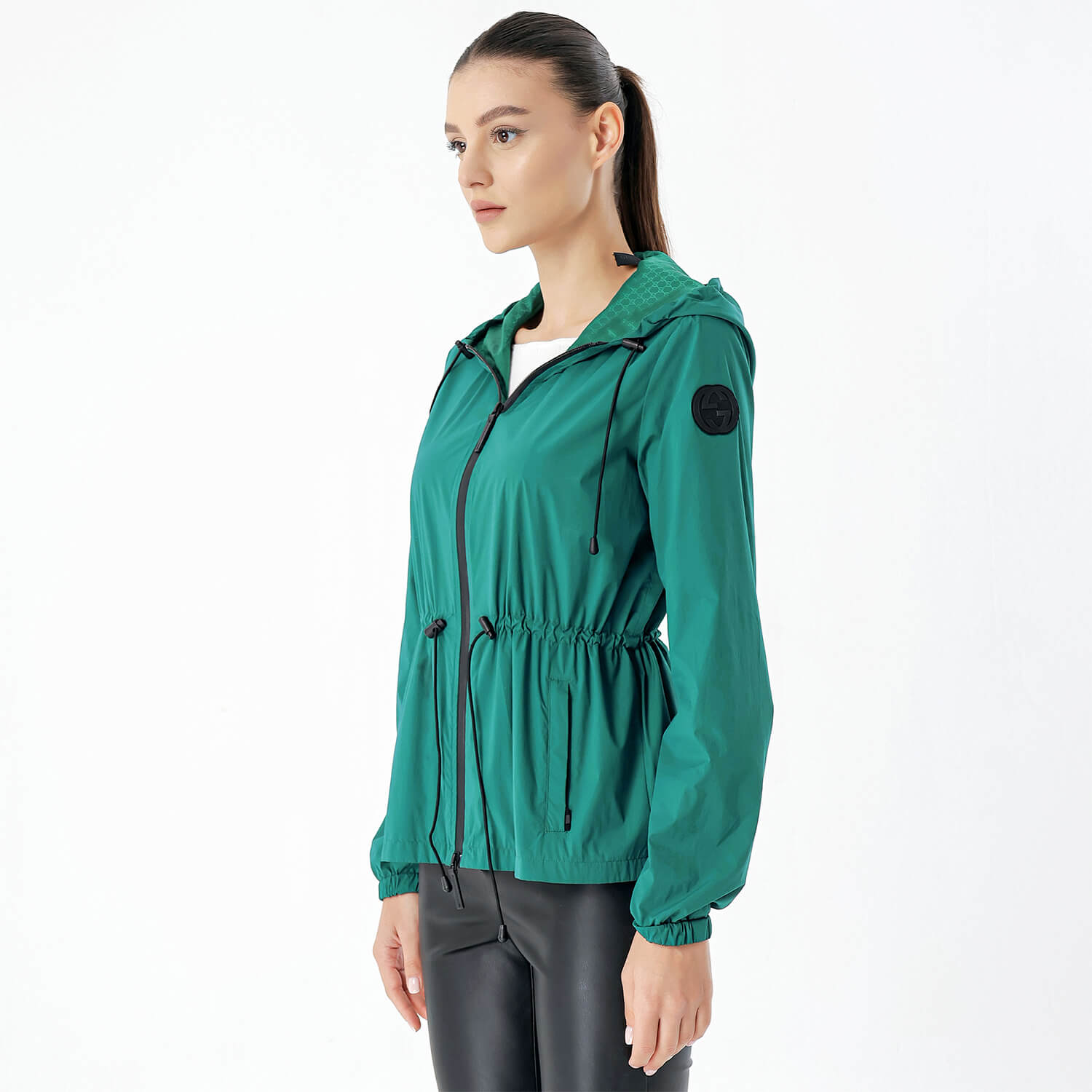 Gucci - Green Nylon Zip Up Hodded Lightweight Jacket